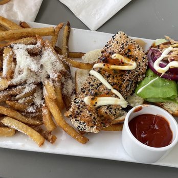 Red 36 - Sesame Salmon Burger - Seafood Near Me - Mystic, Connecticut