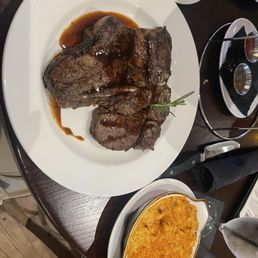 Porterhouse w/ Macaroni and cheese. Porterhouse w/ Macaroni and cheese.