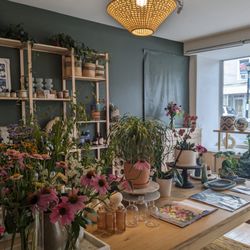 Lemon Terrace Florals - taper candles, ceramic pots, fresh flowers