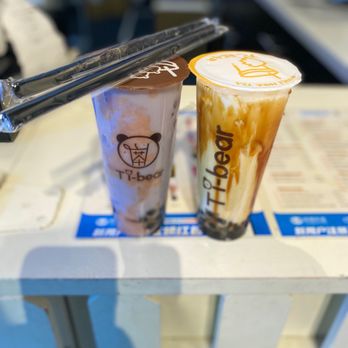 Tibear - D3. Dirty Fresh Milk with Boba  D4. Taro Purpie Rice Latte with boba - Bubble Tea Near Me - Berkeley, California