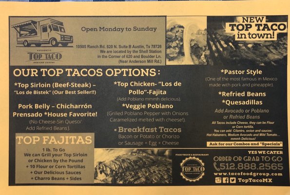 Menu photo 4 Top Taco Austin, TX