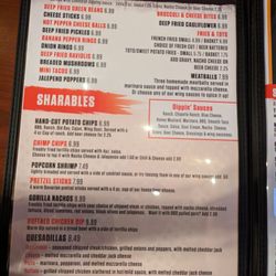 The Toasted Monkey - Menu