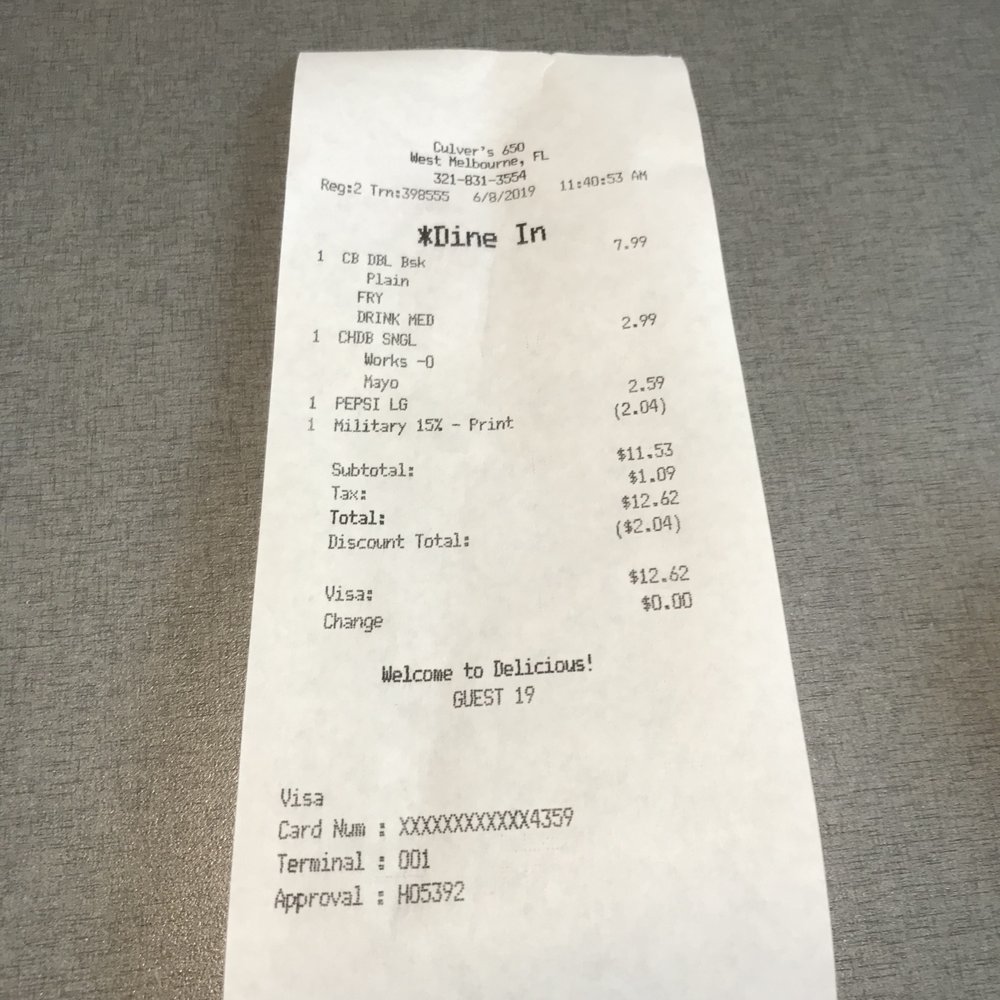 Culver's - The damage..... - Burgers Near Me - West Melbourne, Florida Culver's - The damage..... - Burgers Near Me - West Melbourne, Florida