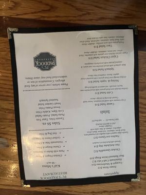 Menu photo 8 PC's Paddock Restaurant Poughkeepsie, NY