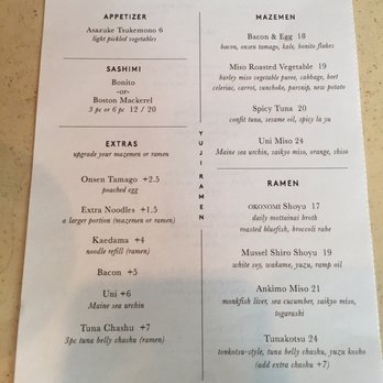 YUJI Ramen Brooklyn - April 28 2017 menu - Ramen Near Me - Brooklyn, New York YUJI Ramen Brooklyn - April 28 2017 menu - Ramen Near Me - Brooklyn, New York