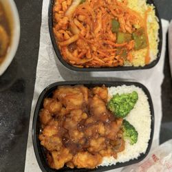 Peking Wok - General Tso (right) and spicy chicken (left)