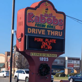 Just Kabobs - a sign for a drive thru restaurant - Greek Near Me - St Charles, Illinois