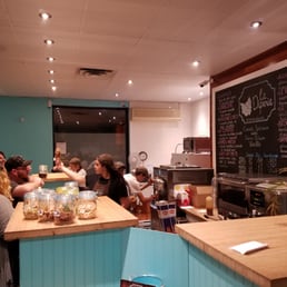 a group of people in a restaurant