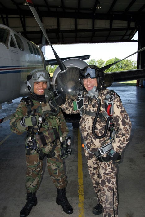 West Tennessee Skydiving - Posing with the tandem master prior to our H.A.L.O. tandem skydive at West Tennessee Skydiving, on April 29, 2013. - Skydiving Near Me - Whiteville, Tennessee West Tennessee Skydiving - Posing with the tandem master prior to our H.A.L.O. tandem skydive at West Tennessee Skydiving, on April 29, 2013. - Skydiving Near Me - Whiteville, Tennessee
