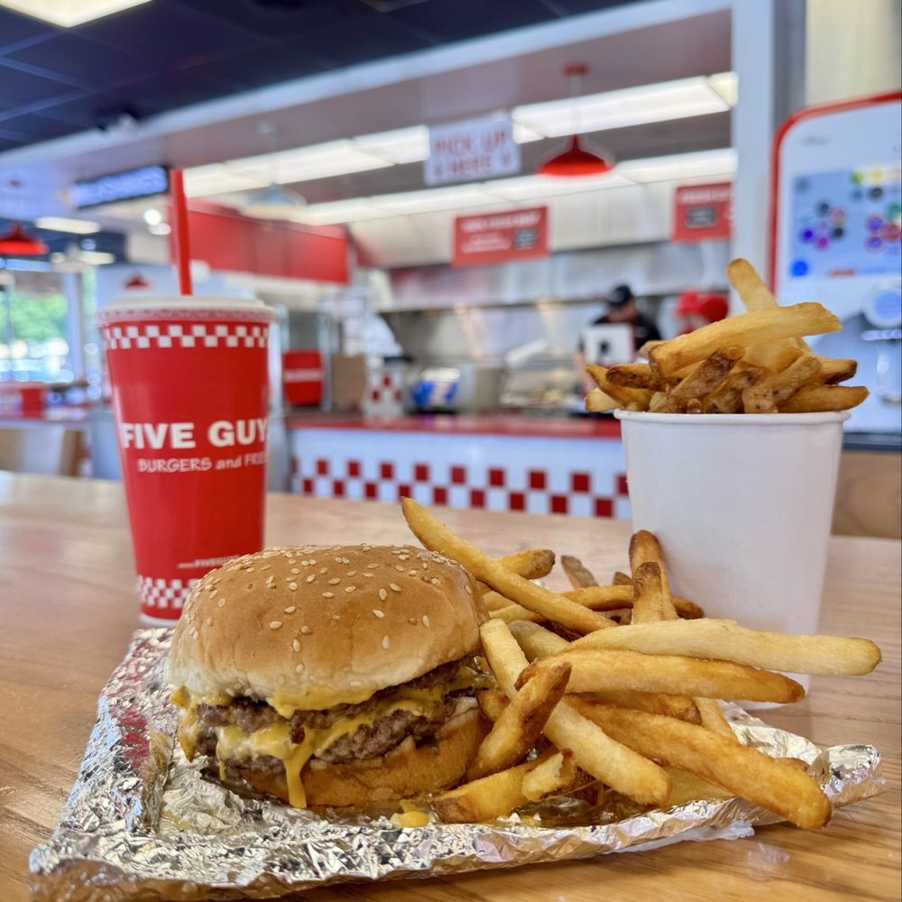 Five Guys - Feliz National Day! 50% off today only - Order online or in app for discount with promo code: BURGER50 - Burgers Near Me - Jacksonville, Florida Five Guys - Feliz National Day! 50% off today only - Order online or in app for discount with promo code: BURGER50 - Burgers Near Me - Jacksonville, Florida