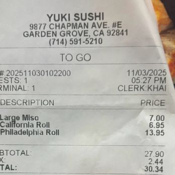 Yuki Sushi - Sushi Bars Near Me - Garden Grove, California