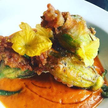 Aperitivo - Starting off with the mind blowing Zucchini Blossom recommended by Erica. Lightly fried in season - Tapas Bars Near Me - Ottawa, Ontario