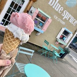 Blue Spruce Ice Cream - Options to sit inside & outside the shop - Feb 2024