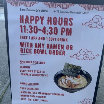 Tada Ramen & Yakitori - Happy Hours - Ramen Near Me - Oakland, California Tada Ramen & Yakitori - Happy Hours - Ramen Near Me - Oakland, California