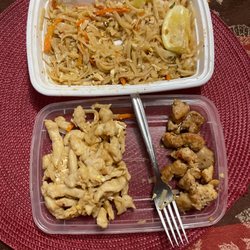 Phoenix Express - "Chicken" from chicken pad tai & chicken from chicken hibachi separated by my fork