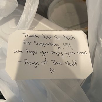 Reign of Thai - Love the sweet note and supporting small businesses ! - Thai Near Me - Phoenix, Arizona Reign of Thai - Love the sweet note and supporting small businesses ! - Thai Near Me - Phoenix, Arizona