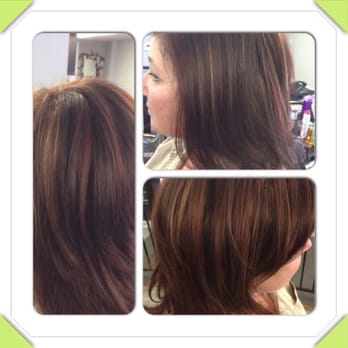 The Fox Den - Warm chocolate with red and blonde highlights by Mellissa - Hair Salons Near Me - Napa, California The Fox Den - Warm chocolate with red and blonde highlights by Mellissa - Hair Salons Near Me - Napa, California