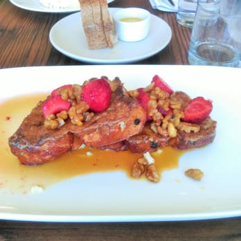 Gather - Acme Walnut French Toast with strawberries, maple syrup, marscapone - New American Near Me - Berkeley, California Gather - Acme Walnut French Toast with strawberries, maple syrup, marscapone - New American Near Me - Berkeley, California