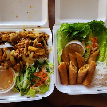 Stadium Pho - Lemongrass chicken Vermicelli(rice noodles) and Spring Rolls - Vietnamese Near Me - Honolulu, Hawaii Stadium Pho - Lemongrass chicken Vermicelli(rice noodles) and Spring Rolls - Vietnamese Near Me - Honolulu, Hawaii