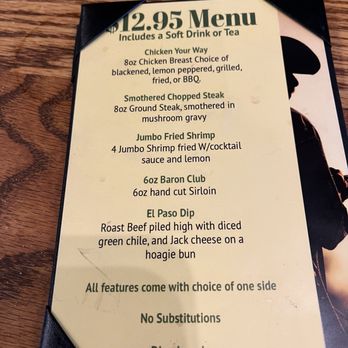 Cattle Baron - Early dinner special menu. - Steakhouses Near Me - El Paso, Texas