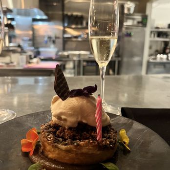 etch - Apple sesame tart with a birthday toast. - New American Near Me - Nashville, Tennessee