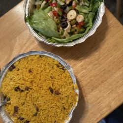 Spanish Island Restaurant - Yellow rice and beans with Octopus salad.