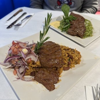 Lima 33 Restaurant - Tacu Tacu con Carne ($28) and Tallarin Verde con Carne ($28) - Peruvian Near Me - Little Neck, New York Lima 33 Restaurant - Tacu Tacu con Carne ($28) and Tallarin Verde con Carne ($28) - Peruvian Near Me - Little Neck, New York