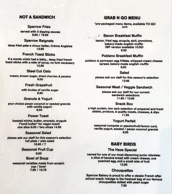 Menu photo 6 The Sparrow Bakery Bend, OR