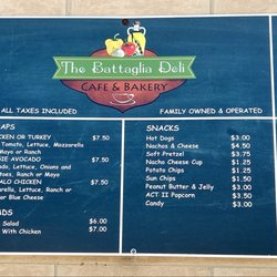 The Battaglia Deli - The menu