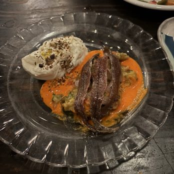 The Anchovy Bar - Focaccia with anchovies, burrata, eggplant - Seafood Near Me - San Francisco, California