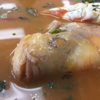 San Miguel Cafe - Sopa de Mariscos; a little friend peaks out from a lovely broth. - Breakfast & Brunch Near Me - Springfield, Virginia
