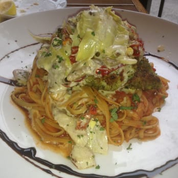 The Union Kitchen - Lol, this picture turned out funny. This glob of food is "Pecan crusted chicken" and has artichokes, tomatoes, mushrooms on top. - New American Near Me - Houston, Texas The Union Kitchen - Lol, this picture turned out funny. This glob of food is "Pecan crusted chicken" and has artichokes, tomatoes, mushrooms on top. - New American Near Me - Houston, Texas