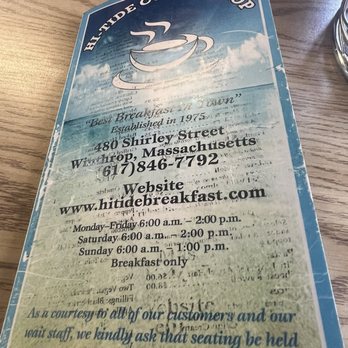 High Tide - Menú - Diners Near Me - Winthrop, Massachusetts
