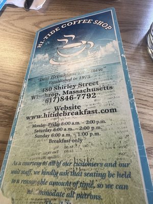 Menu photo 1 High Tide Winthrop, MA
