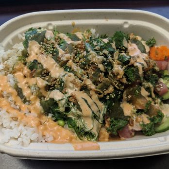 One Poke - Large -2x Tuna 1x Salmon 1x Scallop, toppings, crab meat, masago, crazy sauce, spicy mayo. Yummy - Hawaiian Near Me - El Segundo, California One Poke - Large -2x Tuna 1x Salmon 1x Scallop, toppings, crab meat, masago, crazy sauce, spicy mayo. Yummy - Hawaiian Near Me - El Segundo, California