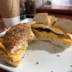 Bagels & Bites - Super Bagel with Butter and egg, cheese and bacon. We came back a second time this week. So good.