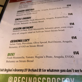 Regina's Grocery - Menu - Sandwiches Near Me - New York, New York Regina's Grocery - Menu - Sandwiches Near Me - New York, New York