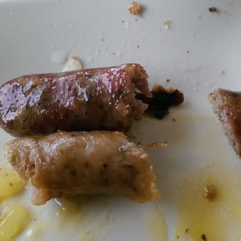 Miss Katie's Diner - Close up of the bait and switch sausage. Top is Italian and the lower is generic breakfast links. Menu states Italian links. - American Near Me - Milwaukee, Wisconsin Miss Katie's Diner - Close up of the bait and switch sausage. Top is Italian and the lower is generic breakfast links. Menu states Italian links. - American Near Me - Milwaukee, Wisconsin