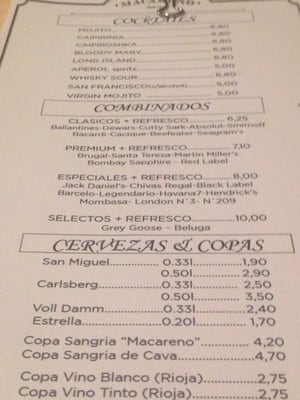 Menu photo 5 El Macareno Barcelona, B