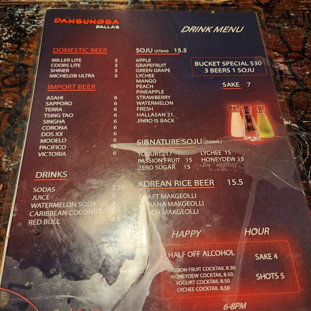 Dansungsa - Drink Menue - Bars Near Me - Dallas, Texas