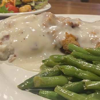 Saddle Up Bar and Grill - Chicken Fried Steak, Mashed Potatoes, Green Beans, and House Salad - American Near Me - Oklahoma City, Oklahoma Saddle Up Bar and Grill - Chicken Fried Steak, Mashed Potatoes, Green Beans, and House Salad - American Near Me - Oklahoma City, Oklahoma