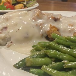 Saddle Up Bar and Grill - Chicken Fried Steak, Mashed Potatoes, Green Beans, and House Salad