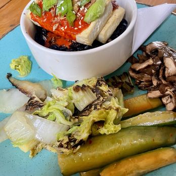 The Gallery Café - Rice bowl with gochugaru tofu, black rice, and veggies. - Coffee & Tea Near Me - London, XGL The Gallery Café - Rice bowl with gochugaru tofu, black rice, and veggies. - Coffee & Tea Near Me - London, XGL