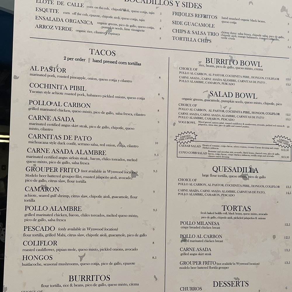 Coyo Taco - Menu - Mexican Near Me - Miami, Florida Coyo Taco - Menu - Mexican Near Me - Miami, Florida