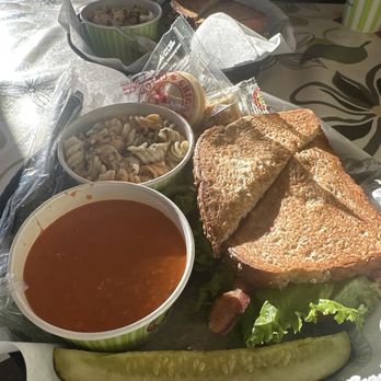 Chicken Salad Chick - Turkey Club with pasta salad and tomato bisque - Sandwiches Near Me - Daphne, Alabama