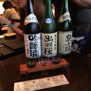 Kiraku - Sake sampler $12 really good pairing with sashimi and meat. - Tapas/Small Plates Near Me - Berkeley, California