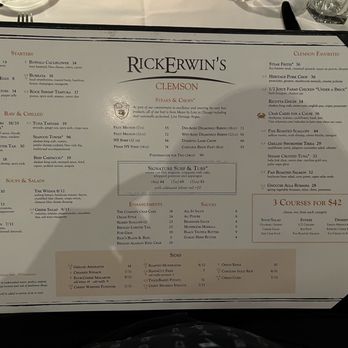 Rick Erwin's Clemson - Menu!! - Steakhouses Near Me - Clemson, South Carolina Rick Erwin's Clemson - Menu!! - Steakhouses Near Me - Clemson, South Carolina