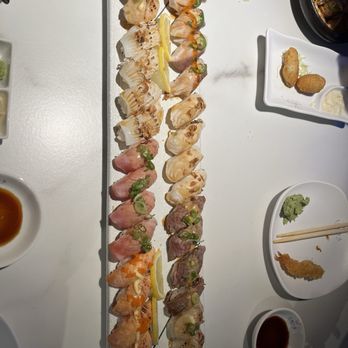 Umiya Sushi - Every seared sushi option - salmon, yellowtail, squid, scallop, tuna, beef, etc - Sushi Bars Near Me - Houston, Texas Umiya Sushi - Every seared sushi option - salmon, yellowtail, squid, scallop, tuna, beef, etc - Sushi Bars Near Me - Houston, Texas