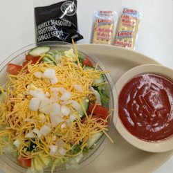 Vera's Diner - Garden Salad, substituted for the baked potato. That's Catalina dressing, not ketchup, in the bowl(they didn't have blue cheese).