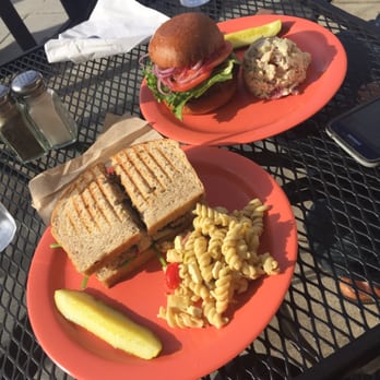 Roman's - Chicken salad sandwich on multi grain and the deluxe burger - Sandwiches Near Me - Asheville, North Carolina Roman's - Chicken salad sandwich on multi grain and the deluxe burger - Sandwiches Near Me - Asheville, North Carolina